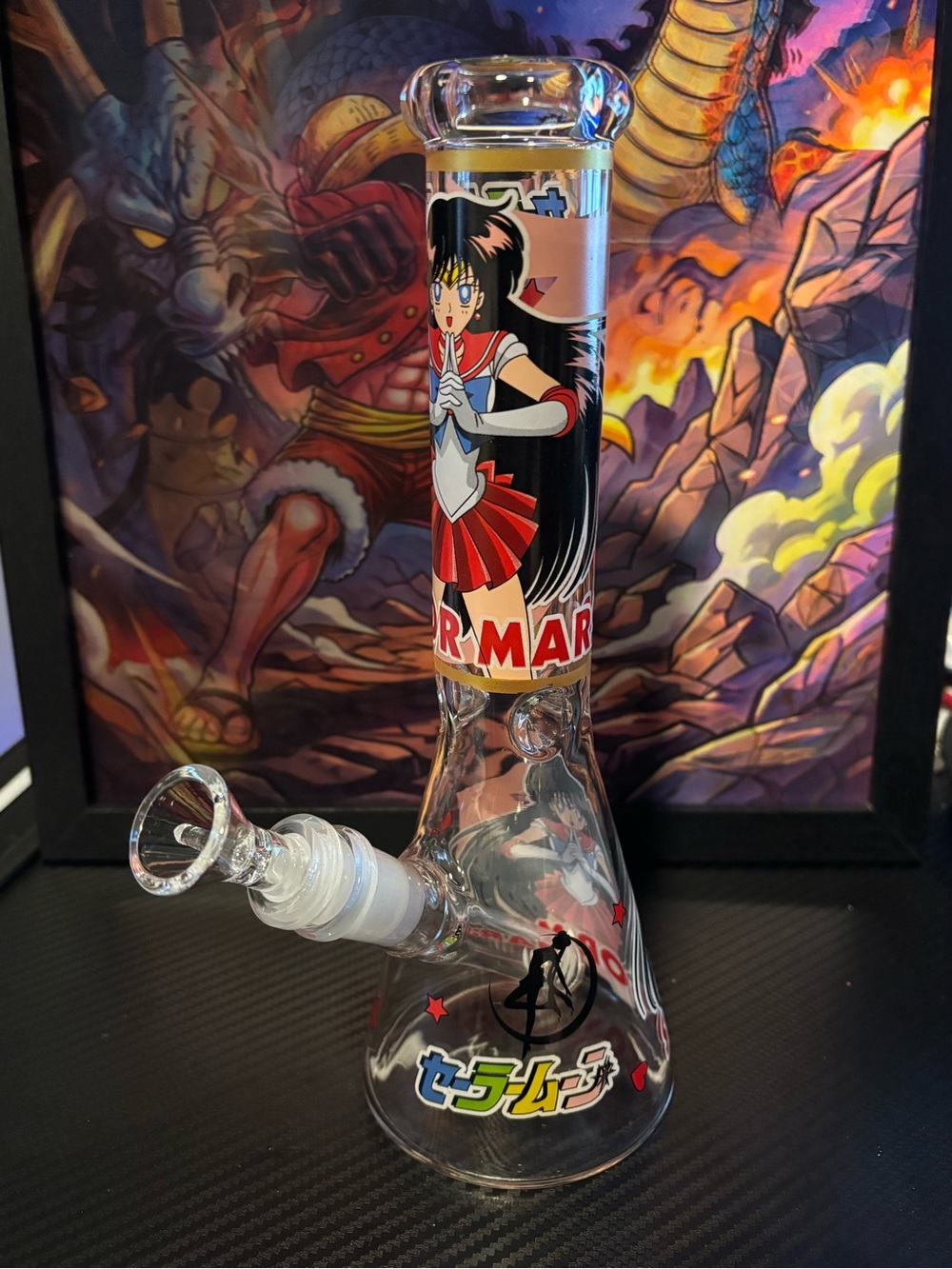 Sailor Mars themed glass - Red and Black